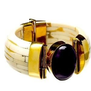 Amethyst & Water Buffalo Bone Bracelet